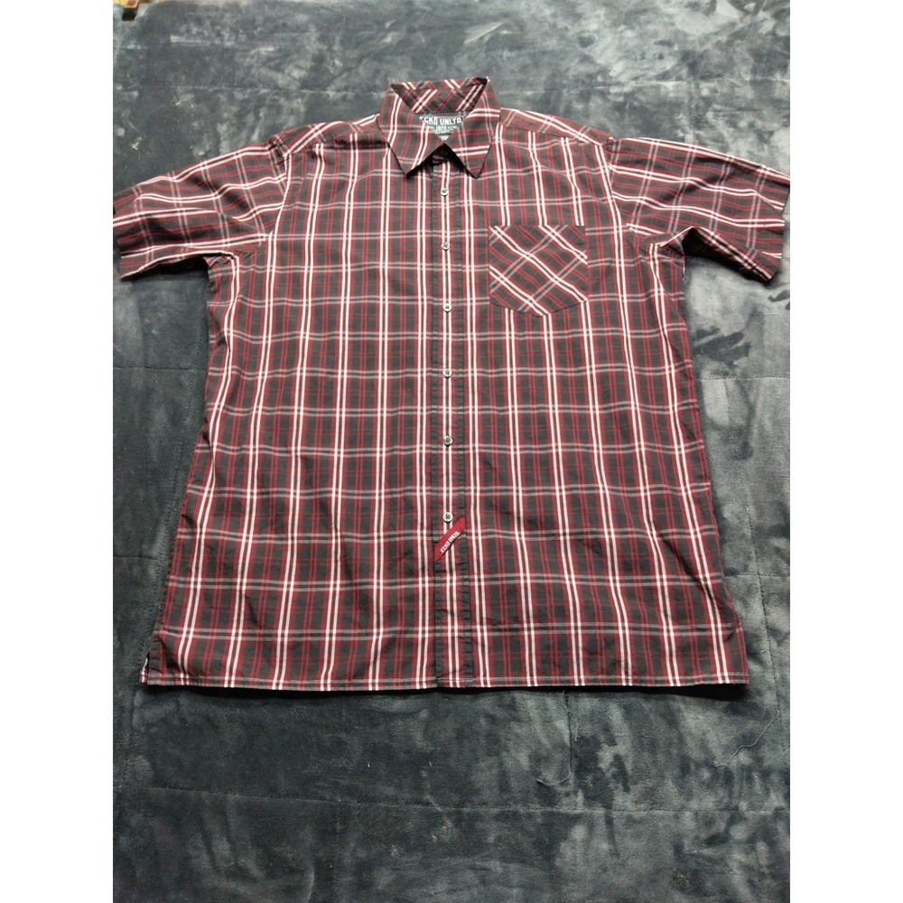 ecko unltd. Short Sleeve Button Down Red/white/black/gray Plaid Size Xl